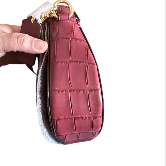 Coach Elle Saddle Bag with Signature Chain Print Style #F38111 in Burgundy Red - Picture 5 of 11